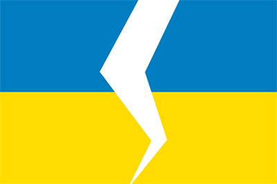 Ukrainische Fahne gebrochen
