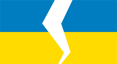 Ukrainische Fahne gebrochen